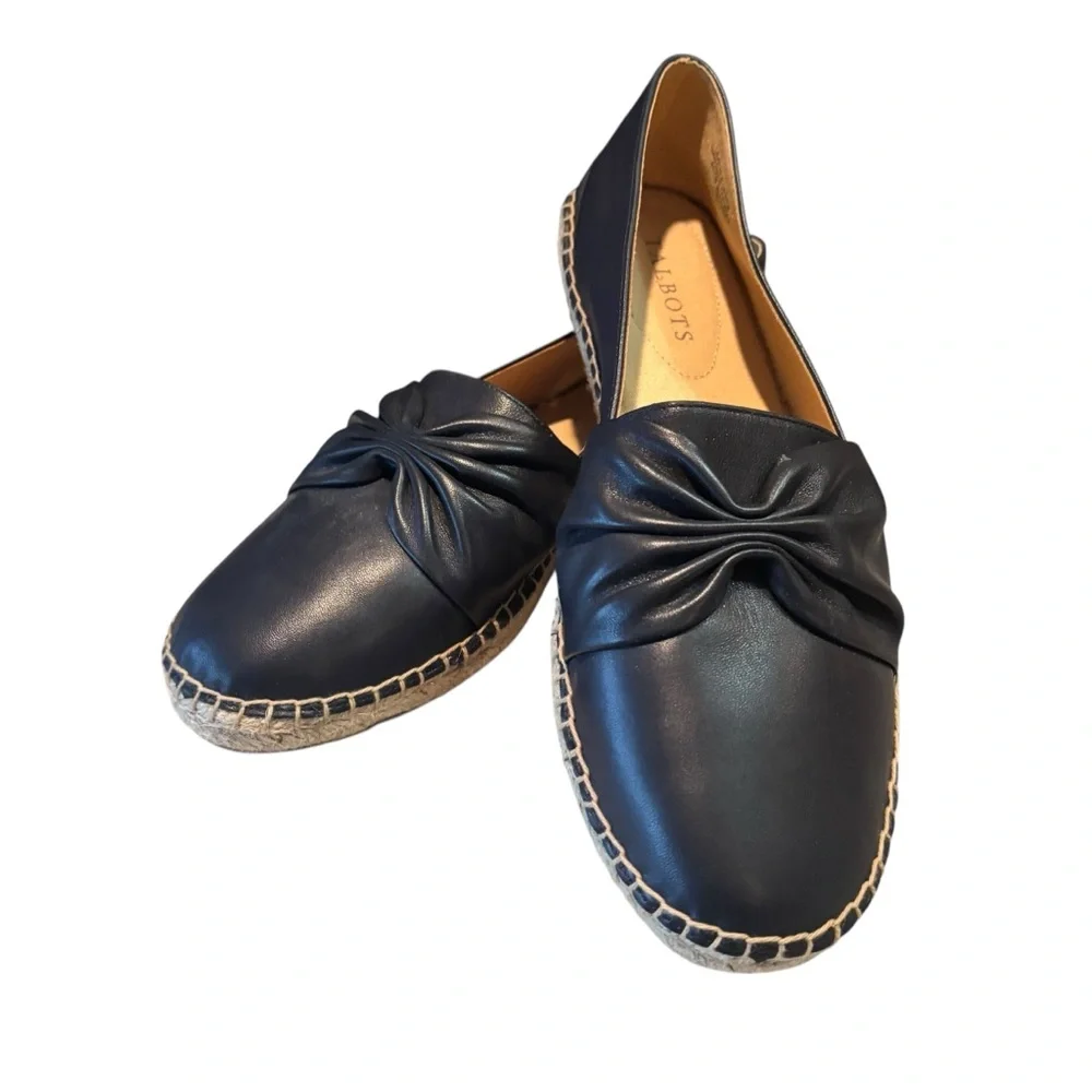 Talbots Izzy Espadrille Nappa Flats Women's‎ Size 10 Black Leather Slip On